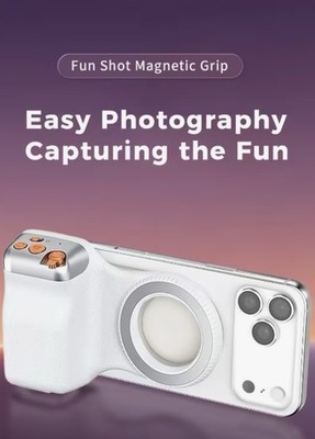 Fun Shot Magnetic Phone Camera Grip White Bundle. ( Ultra Strong Magnetic)