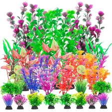 CousDUoBe 30Pcs Aquarium Plants, Fish Tank 30pcs Plastic Plant Flower
