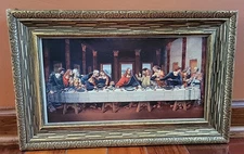 Vinyage 3D Relief Last Supper Art Holland Made Tin Framed Religious Art READ 