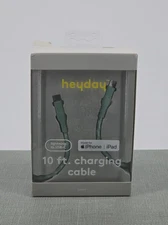 heyday Lightning to USB-C Braided Cable MFi-Certified 10 ft GREEN