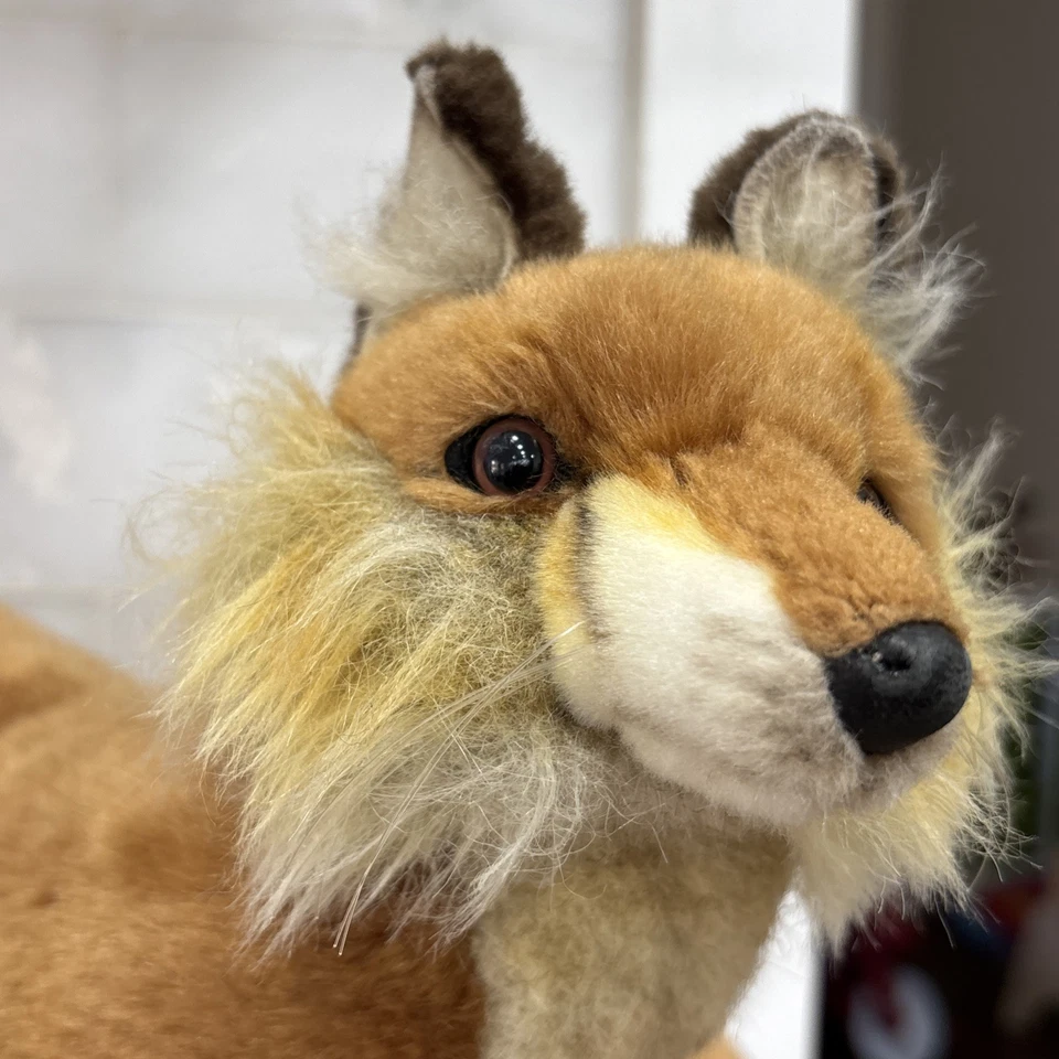 Hansa Lying Red Fox Life Like Realistic Plush Stuffed Animal 2015 NWOT 13” +Tail - Image 2 of 4