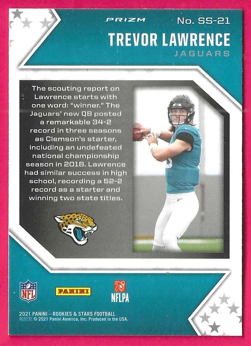 2021 Rookies & Stars Studded Trevor Lawrence Silver Prizm Rookie
