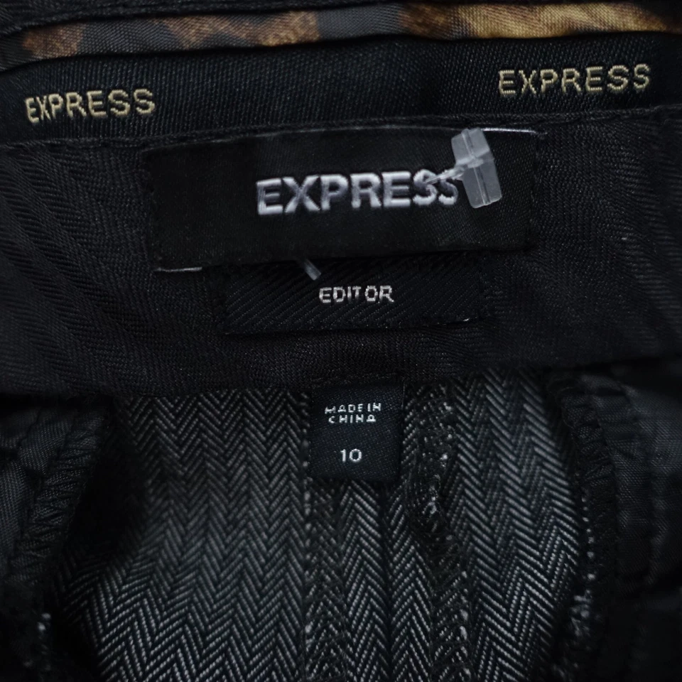 Express Dress Pants Women's 10 Gray Pinstripe Flat Front Slash Pocket Flared Leg - Image 4 of 4