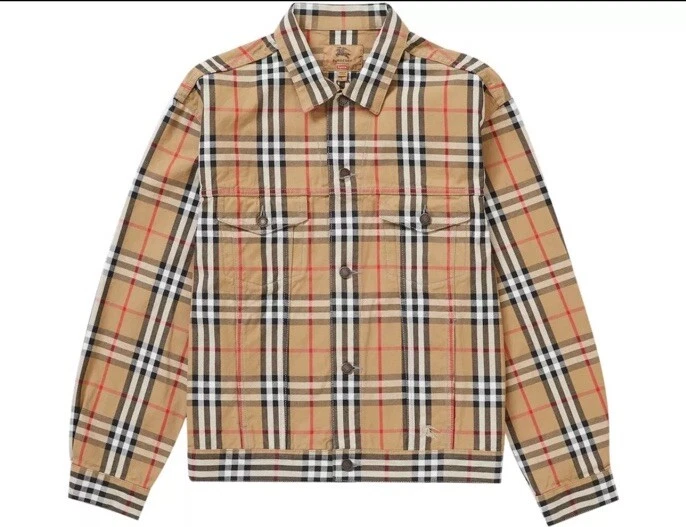 Veste camionneur Supreme Burberry Denim taille Medium beige 100% authentique avec reçu