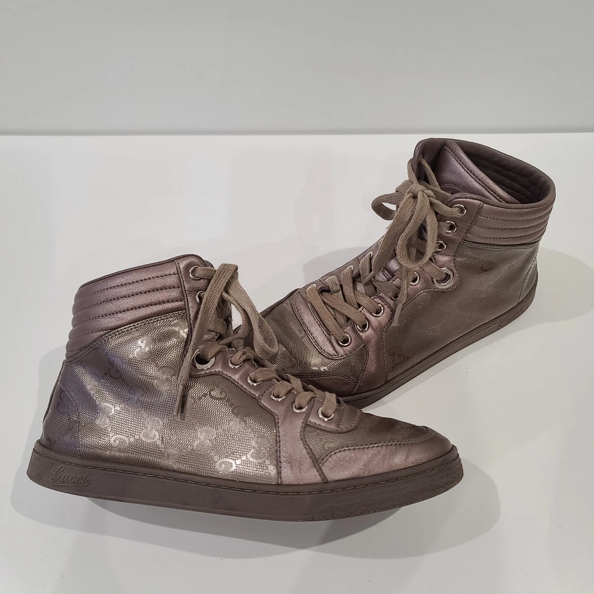 Gucci Coda Monogram Silver Imprime Fashion High Top Sneakers 37 eBay