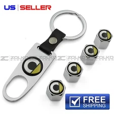 VALVE STEM CAPS + KEYCHAIN WHEEL TIRE SILVER SMART - US SELLER