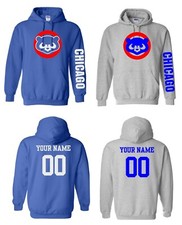 Chicago Cubs Logo Baseball Pullover Hoodie with Custom Name Next Day Ship 