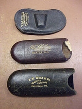 Three 3 Antique Spectacle Cases Hard Slip-In Cases 4 1/2" - 4 3/4" Nice Lot 