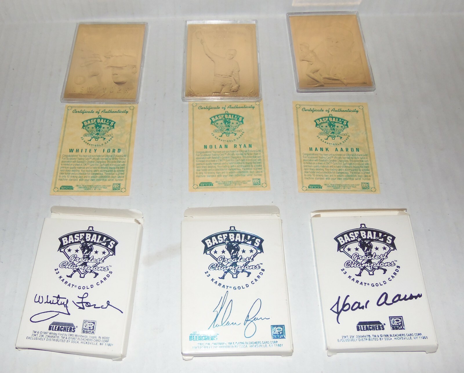 199697 Bleachers Baseball Greatest Champions 23KT Gold Card COA Set of