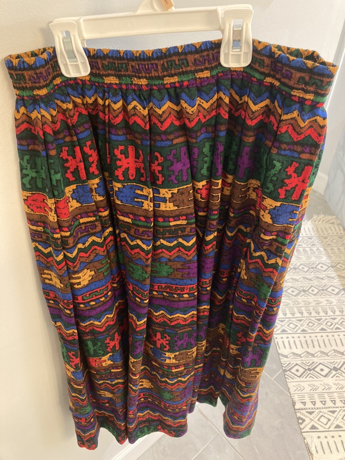 Gonna a pieghe vintage anni '80 Yves Saint Laurent variazioni stampata anni '80 vintage