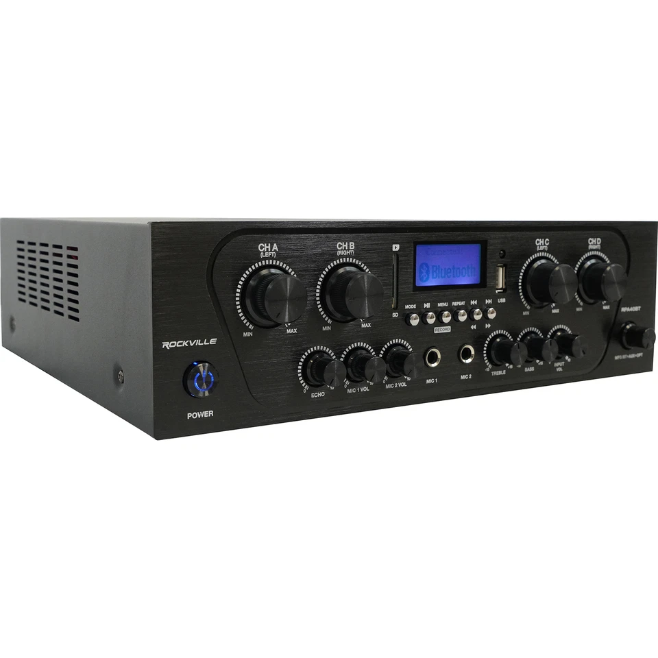 Rockville RPA40BT 1000w 4 Zone/Channel Home Stereo Bluetooth Amplifier Receiver - Image 2 of 4