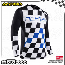 ABBIGLIAMENTO MAGLIA MX START FINISH NERA BLU ACERBIS MOTO CROSS ENDURO M L XL