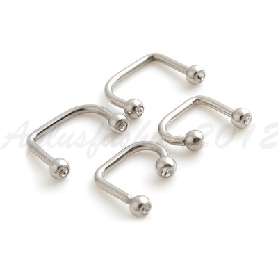 2pc 16G 5/16 ,3/8'' Steel Two Ball with Crystal Lippy Loop Lip Labret Monroe Ring