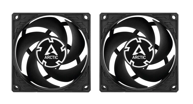 2 x Pack ARCTIC P8 PWM PST 80mm 8cm Black PC Case Fans 3000RPM 23CFM 12v 4-Pin