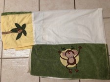 NoJo Jungle Green Yellow Crib Skirt Dust Ruffle Unisex Giraffe Monkey Tiger VGUC