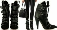 Isabel Marant Rob Icon Suede Fur Buckle Ankle Boots Shoes 36