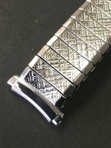 17 18 19 20 mm VINTAGE SILBER EDELSTAHL STRETCH UHRENARMBAND GEBOGENE ENDEN NEU - Bild 5 von 6