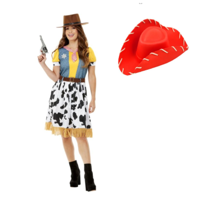 NEW Western Cowgirl Costume Jessie Ladies Toy Story Fancy Dress Costume  Free Hat | eBay
