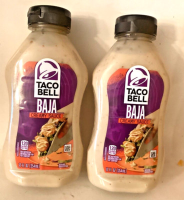 New Official Taco Bell Flavor Creamy Baja Sauce two 12 oz. Bottles
