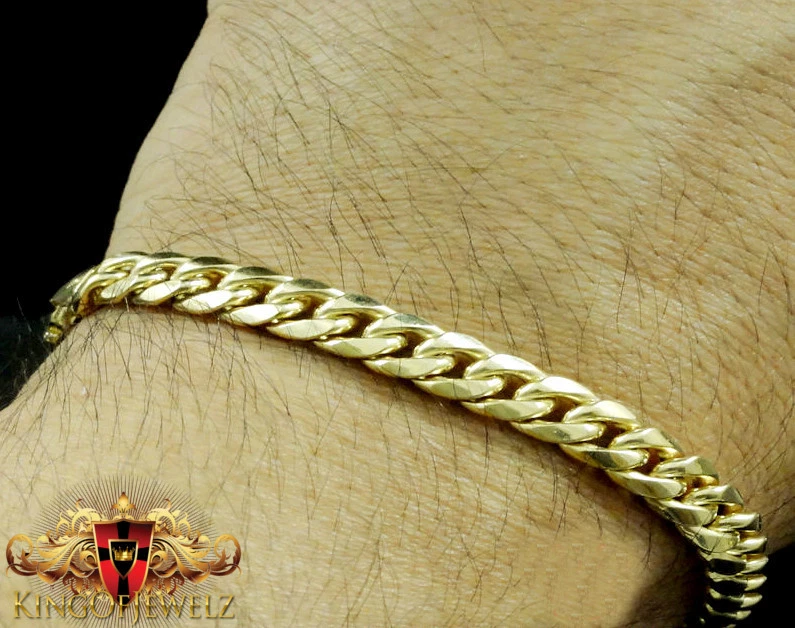 10k Yellow Gold Mens Women Miami Cuban Curb Link Bracelet Chain 5mm-11mm 8  Inch