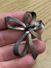 Vintage Forstner Sterling Silver Signed Modernist Abstract Bow Brooch Pin