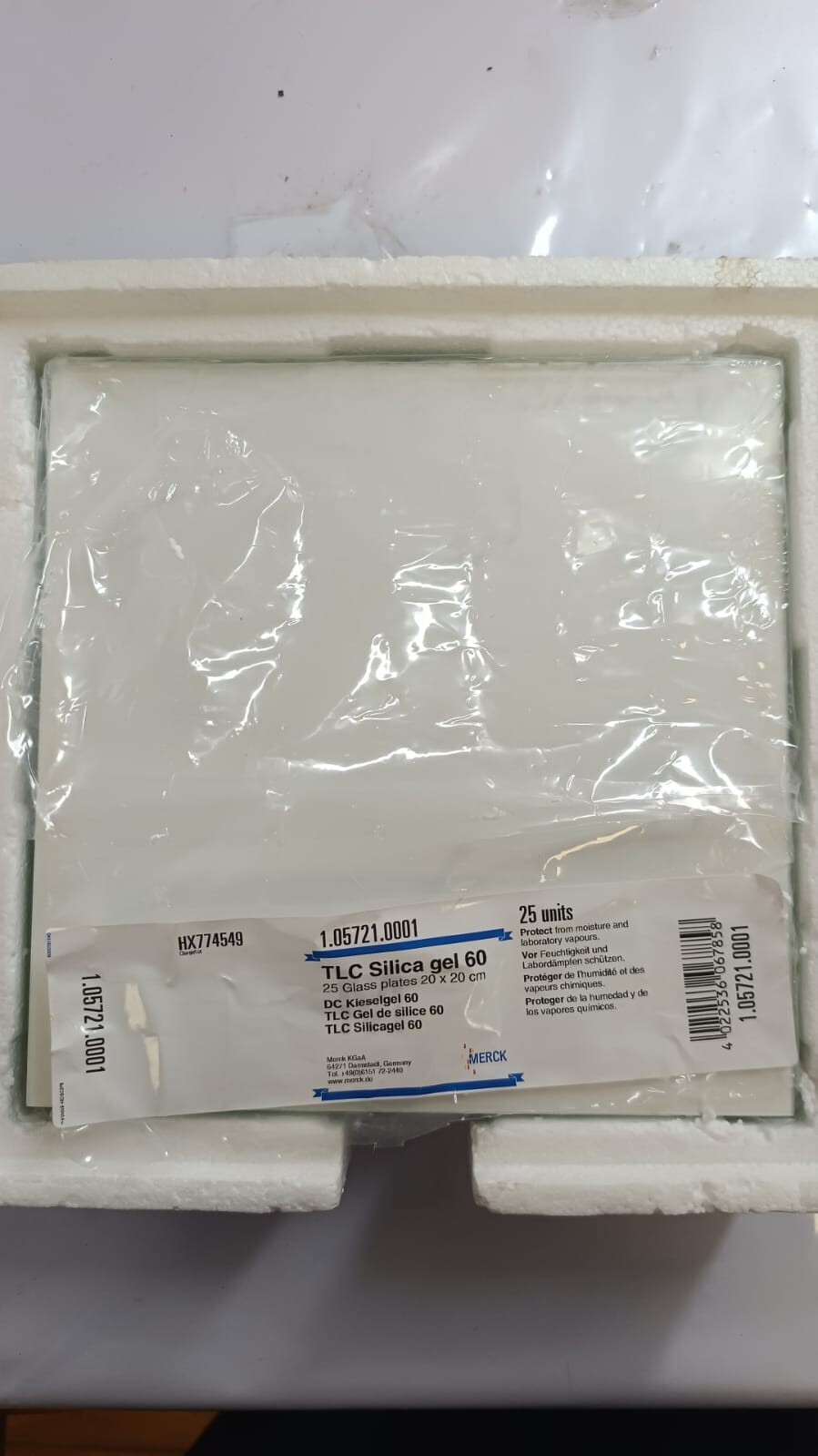 23 X Placas TLC, gel de sílice 60, 20 x 20 MERCK 1.05721.0001