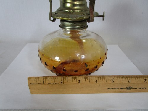 Vintage Oil Lamp - Amber Hobnail Glass - Lamplight Farms Model NR 212 1985 - Picture 8 of 9