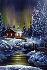 Jim Hansel "Fire and Ice" Northern Lights Art Print  12" x 16"