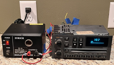 DELCO CD-AM-FM OEM GM RADIO PN 16170231 w/ZURICH PS-46 110V TO 12V