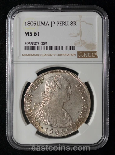 NGC MS61 1805-LIMA JP Peru Silver 8 Reales