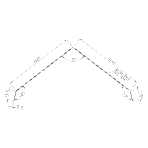 Firstabdeckung Firstblech | Aluminium Anthrazit Gartenhaus Trapezbleche - Bild 5 von 6