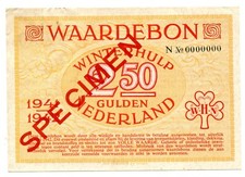 WHW Netherlands WWII Winterhulp WHN Winter Help 2.50 Gulden 1941-42 SPECIMEN N