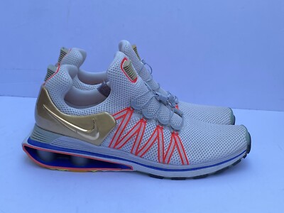 Nike Shox Gravity Mens Olympic Shoes Sneakers Gray Metallic Gold AQ8553-Sz  11