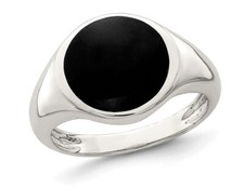 Black Onyx Ring in Rhodium Plated Sterling Silver