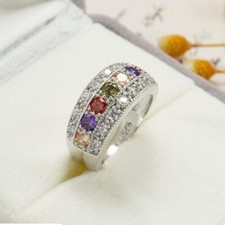 Amazing Round Garnet Peridot Amethyst Gems Silver Rings Size 6 10 Holiday Gifts