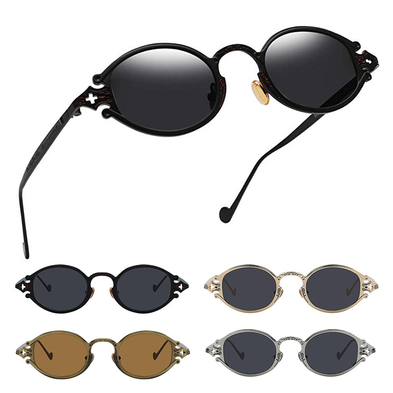 NEW Steampunk Polarized Sunglasses Vintage Oval Metal Carved Frame