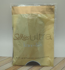 Vtg Silkies Ultra Knee Hi  s Queen Sz Navy Compression USA 2004 NOS