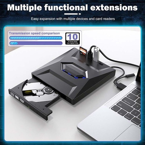 7 in 1 USB 3.0 Externes CD/DVD Laufwerk Brenner Player mit Type C für Laptop PC - Bild 2 von 13