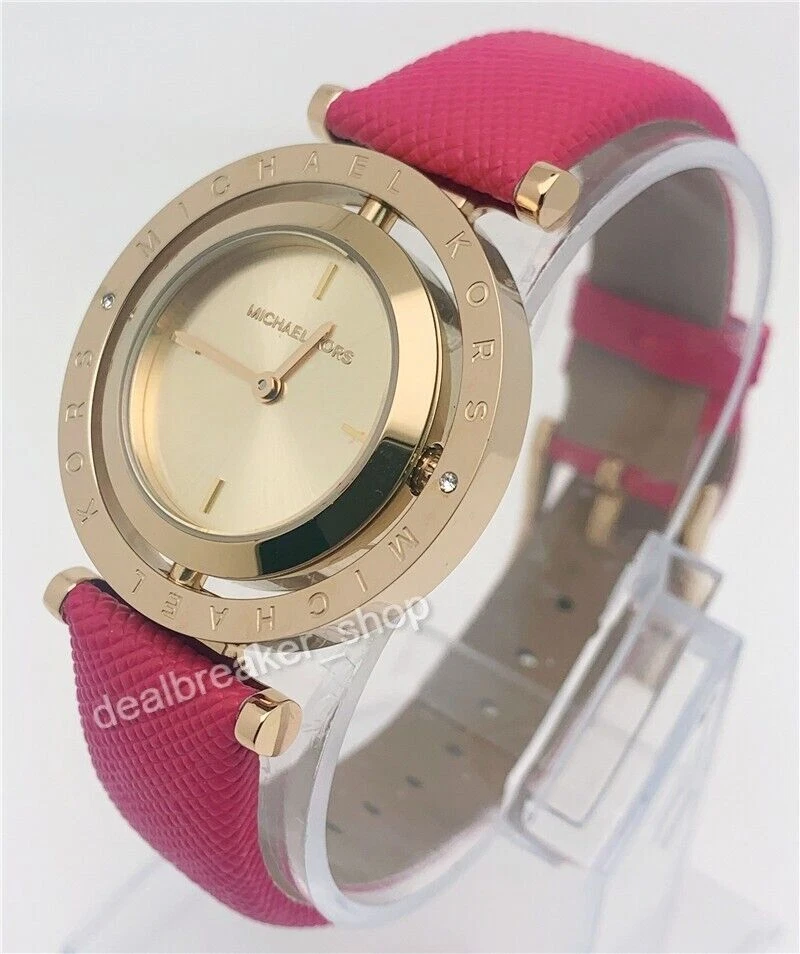 Michael kors watch pink leather strap deals