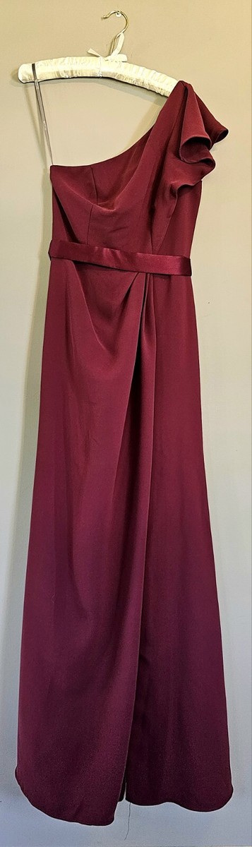 Vera Wang one shoulder full length wine colored bridesmaid dress size 4