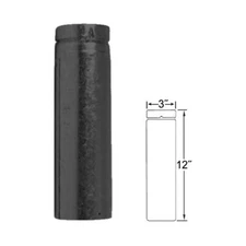 3" x 12" Adjustable Length Selkirk VP Pellet Vent Pipe - Black - 3VP-EZAJ12B