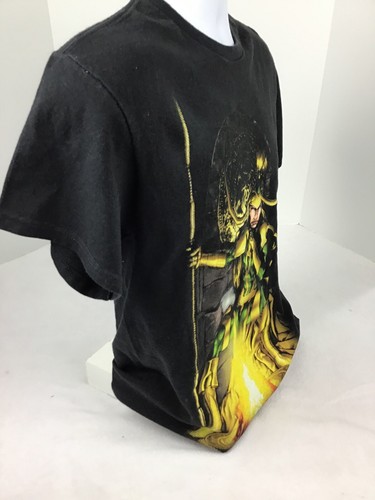 Marvel Mens Loki Gold Horn Tee Shirt Black Sz M 38/40 Graphic Short Sleeves - Picture 5 of 6