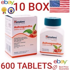 Ashwagandha Himalaya 10 Pack 600 Tablet Vegetarian Botanical 100% Pure Herbs New
