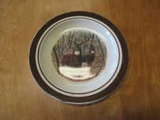 Cabela'a Folkcraft WHITETAIL BUCK Salad Plate 8 1/2" Black Rim   7 available