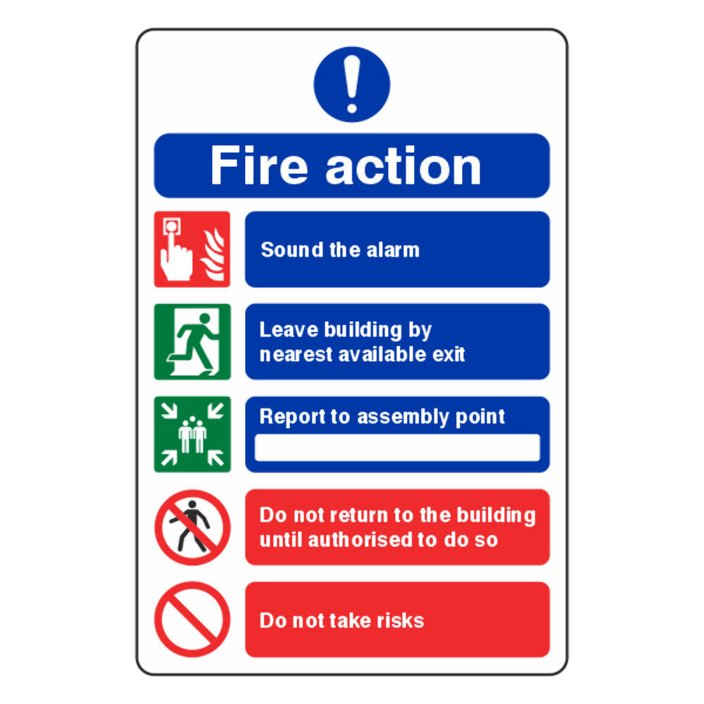 Fire Action Notice Sign - Do Not Take Risks - 200x300mm - Self Adhesive Vinyl