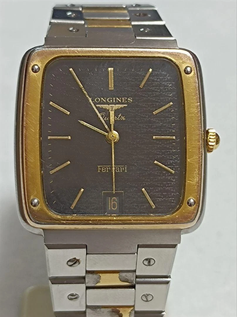 Longines Ferrari Watch Rectangle Date Vintage Men s Black 30mm