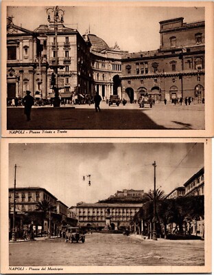 Napoli, Naples Italy, Italia Plazza - Lot de 2 Cartoline