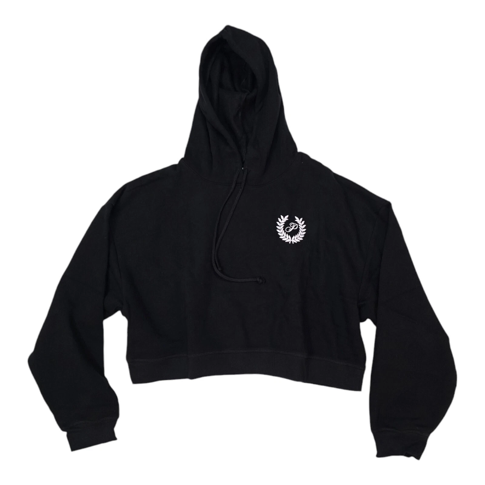 UNDERCOVER Felpa pullover con cappuccio Victoria's Secret rosa cropped nera XL tempo libero nuova con etichette