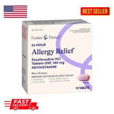 24 Hour Allergy Relief Fexofenadine HCI 180mg Tablets Foster & Thrive 70 Count