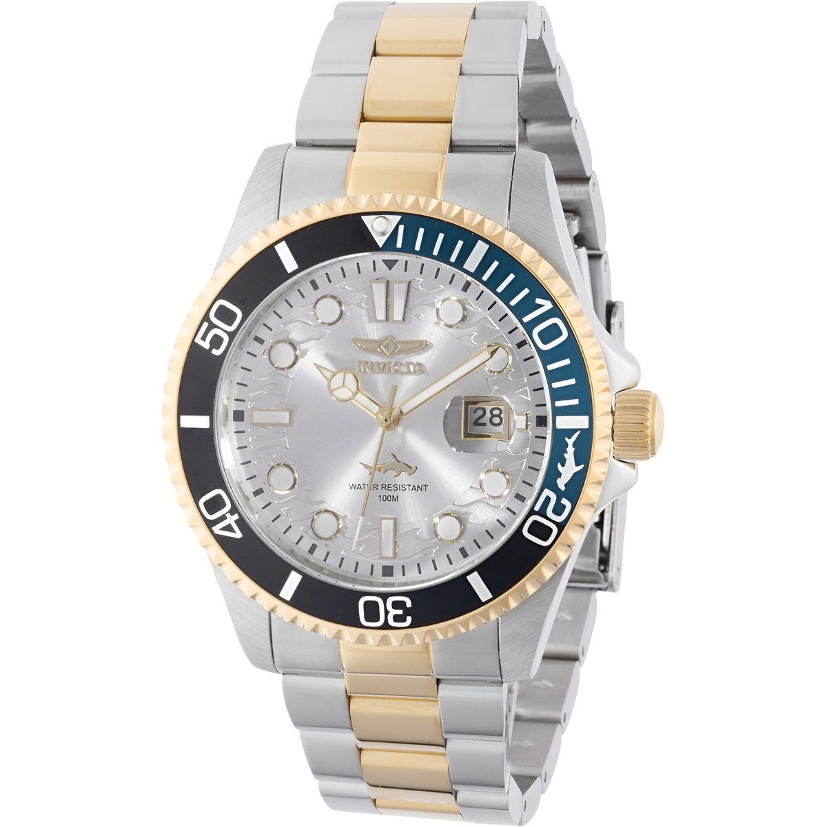 Invicta Men's Watch Pro Diver Quartz Silver Dial Two Tone Steel Bracelet  44709